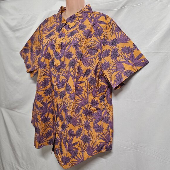 Wildfang The Essential Top Button Up Shirt Women Size 1X Flower Press Pecan - Picture 9 of 11